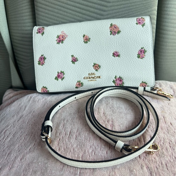 Coach Handbags - Coach White and Pink Floral Crossbody Bag